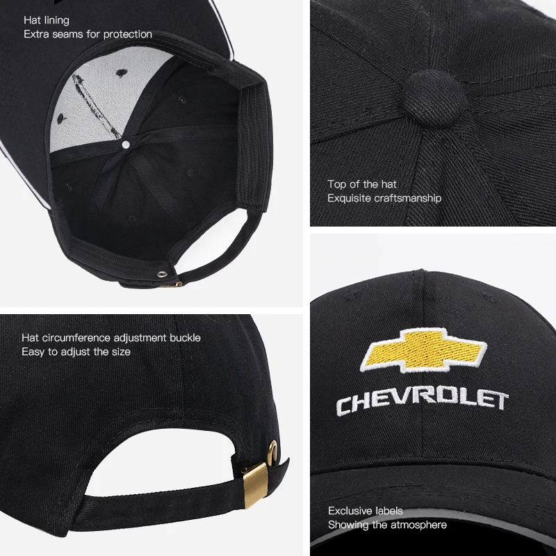 Car Duck Tongue Cap Embroidery Logo Baseball 3D Hat Adjustable Casual Trucket Hip hop Hat For Chevrolet Matiz Onix Camaro Cobalt