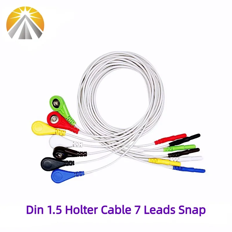 Holter Recorder ECG Patient Cable Din 1.5 7 Leads Snap 4.0 IEC Standard for Din1.5 MM Holter Recorder Medical Instruments