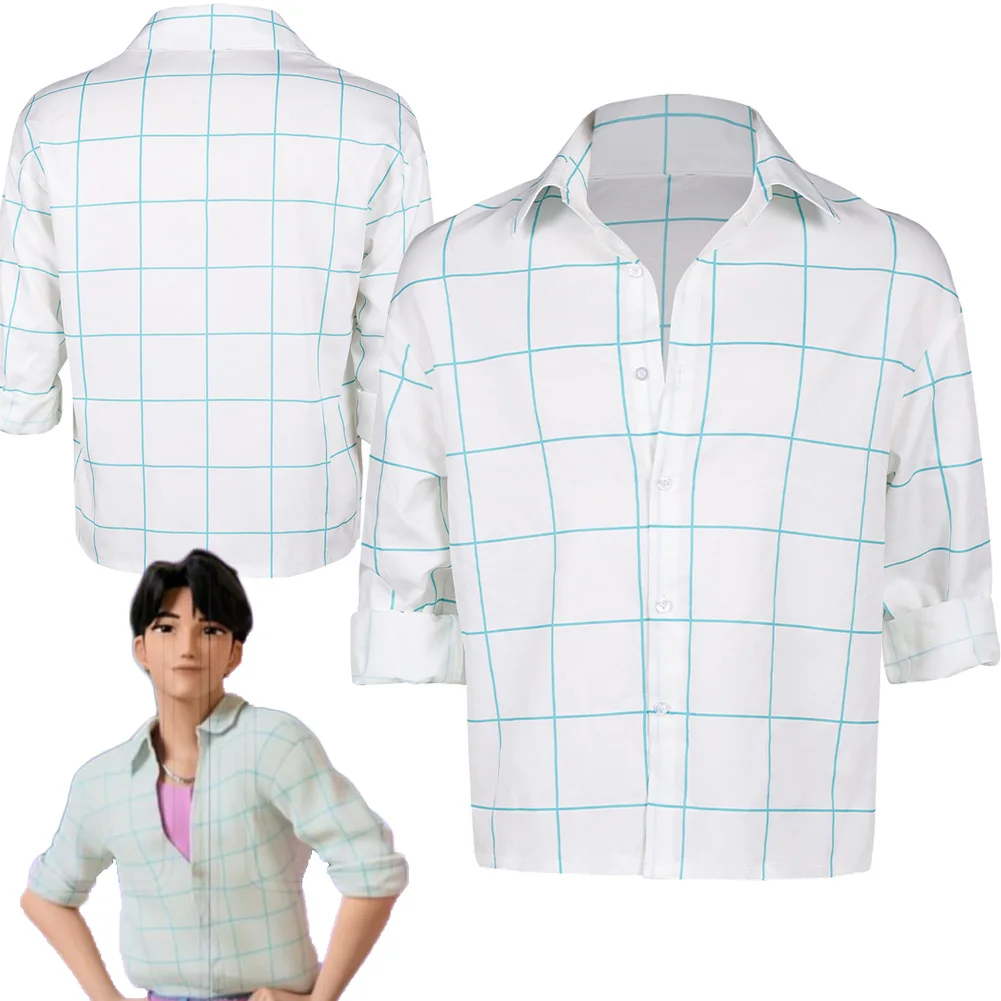 

Demon Hunter of KPop Saja Boys Jinu Cosplay Fantasy Plaid Shirts Clothing 2025 Cartoon Costume Disguise Men Fantasia Outfits