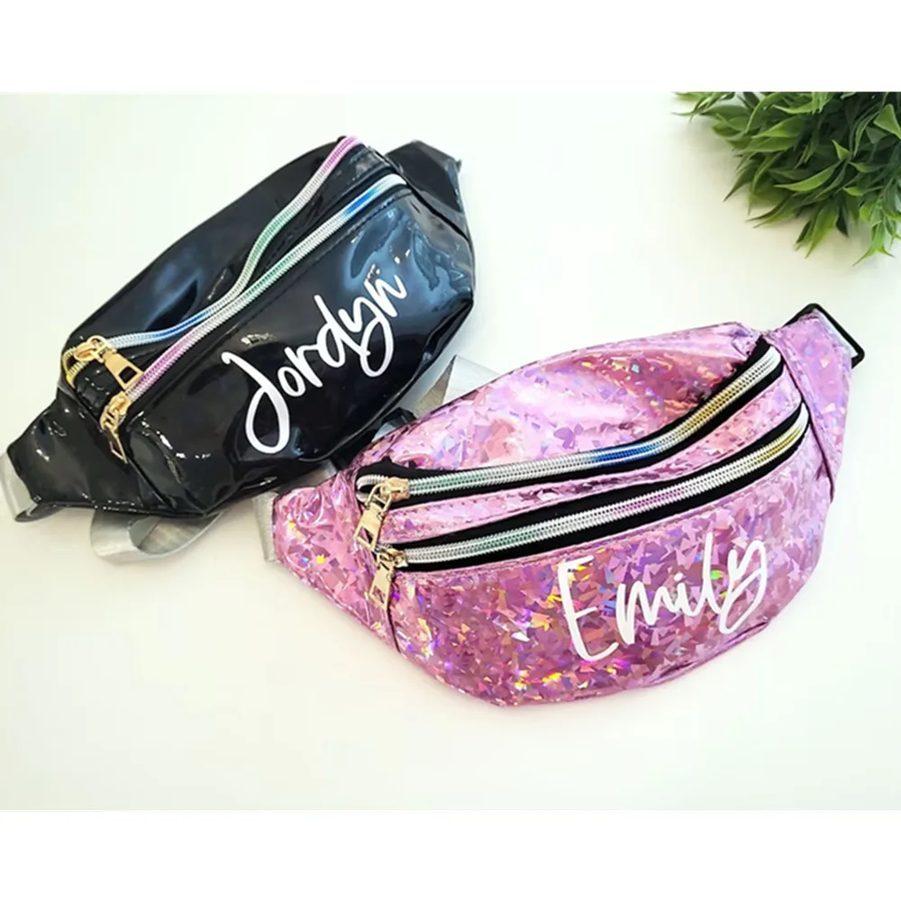 Personalized Fanny Pack, Bridesmaid Gift, Bridal part, Holographic Waist Bag, Bachelorette Party Favor, Travel Belt Chest Bag