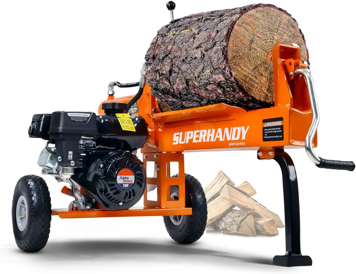 Log Splitter 20 Ton Gas Powered 7 HP Engine Automatic Wood Splitting Wedge Machine Commercial Quality for Fireplace Burning