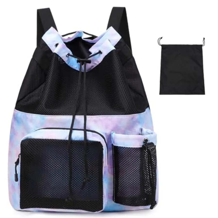 

Lohol Large Mesh Drawstring Backpack with Shoe Bag, Durable Swimming String Sack with Handle for Sports Gym Yoga Beach Travel