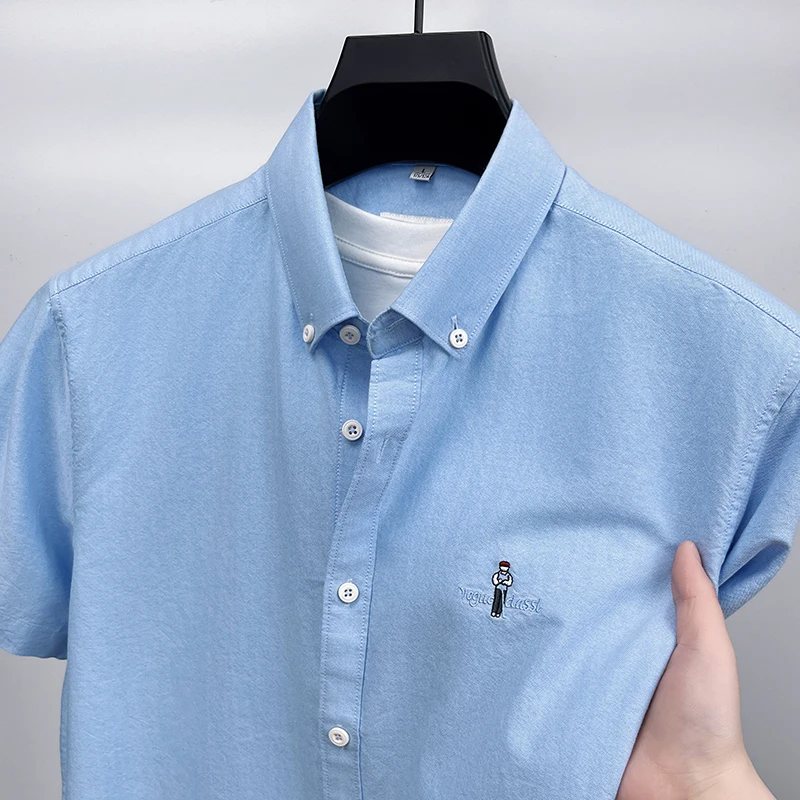 Hot Sale Luxury Brand New Men's Shirt Lapel Cartoon Men Embroid Short Sleeve 100Cotton T-shirt Casual Fashion Trend Menswear Top