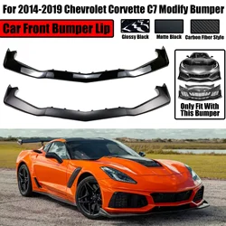 For 2014-2019 Chevrolet Corvette C7 Modify Bumper ZR1 Style Car Front Bumper Lip Spoiler Splitter Carbon Fiber Style Body Kit