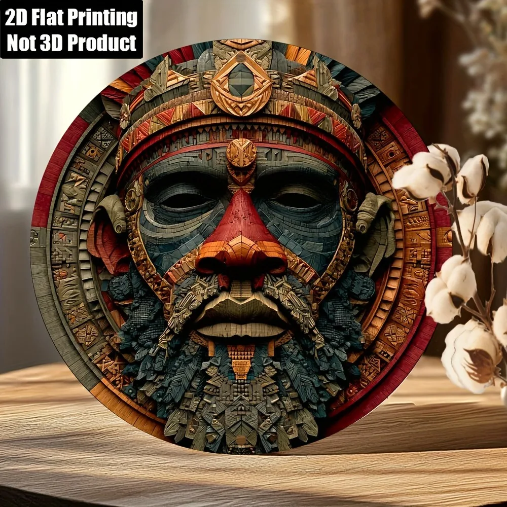 Brand Tibetan African Mask Metal Wall Art 8x8 Inch Tribal Sign Waterproof Iron Decor For Home Office Bar Decor