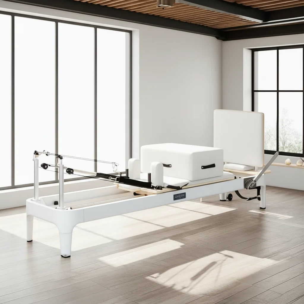 

The Best Pilates Reformer Machine Adjustable Footbar Studio White Black Customized Color Aluminum Reformer