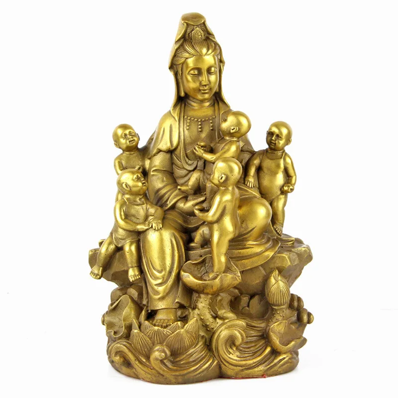 Bronze, brass, of the Goddess of Childbirth, five-armed Buddha statue, Guanyin Bodhisattva