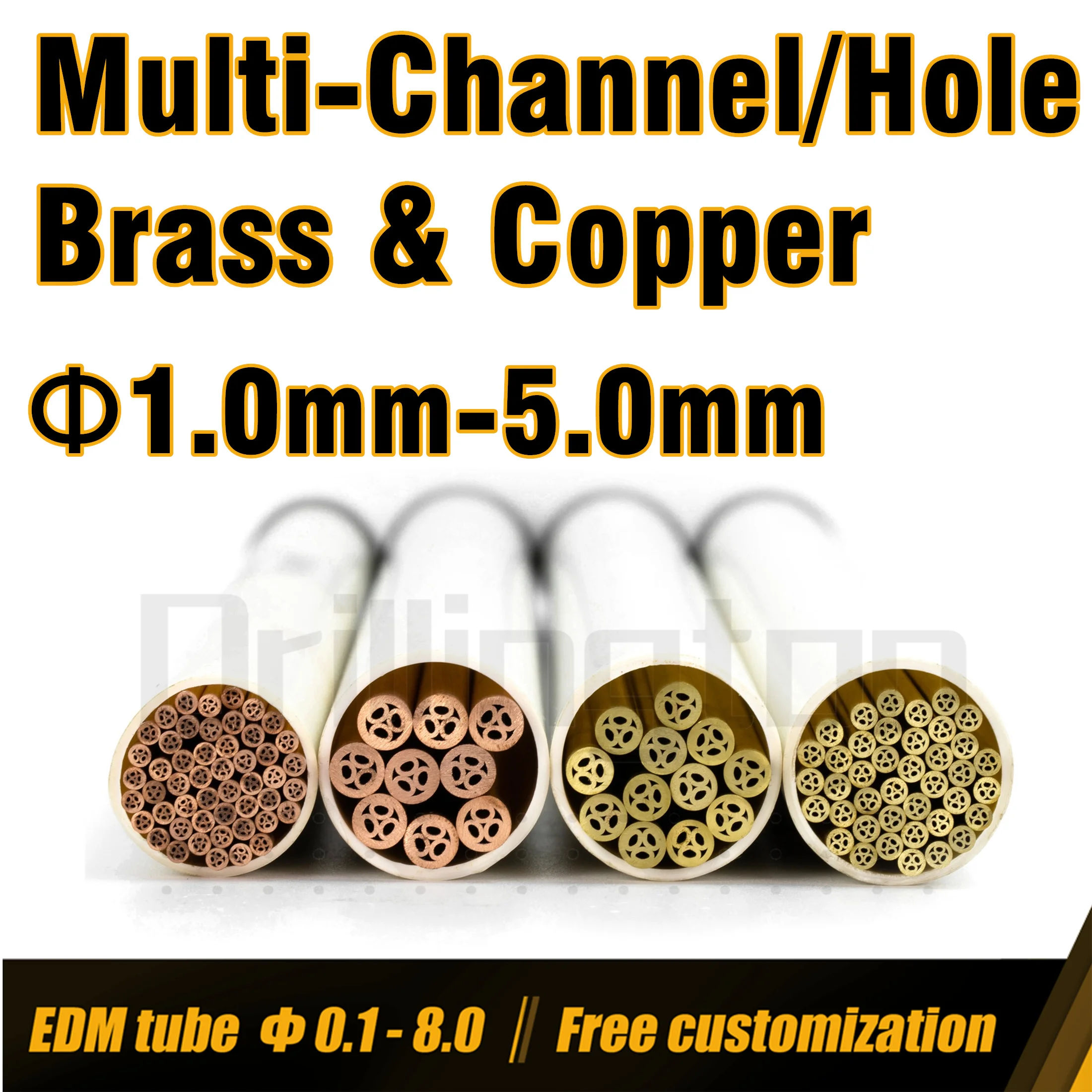 EDM Tube,Multi Channel 0.5mm,1 mm - 6 mm High Precision Multi-Hole Electrode Tube, Brass Copper Tube For EDM Precision Machining