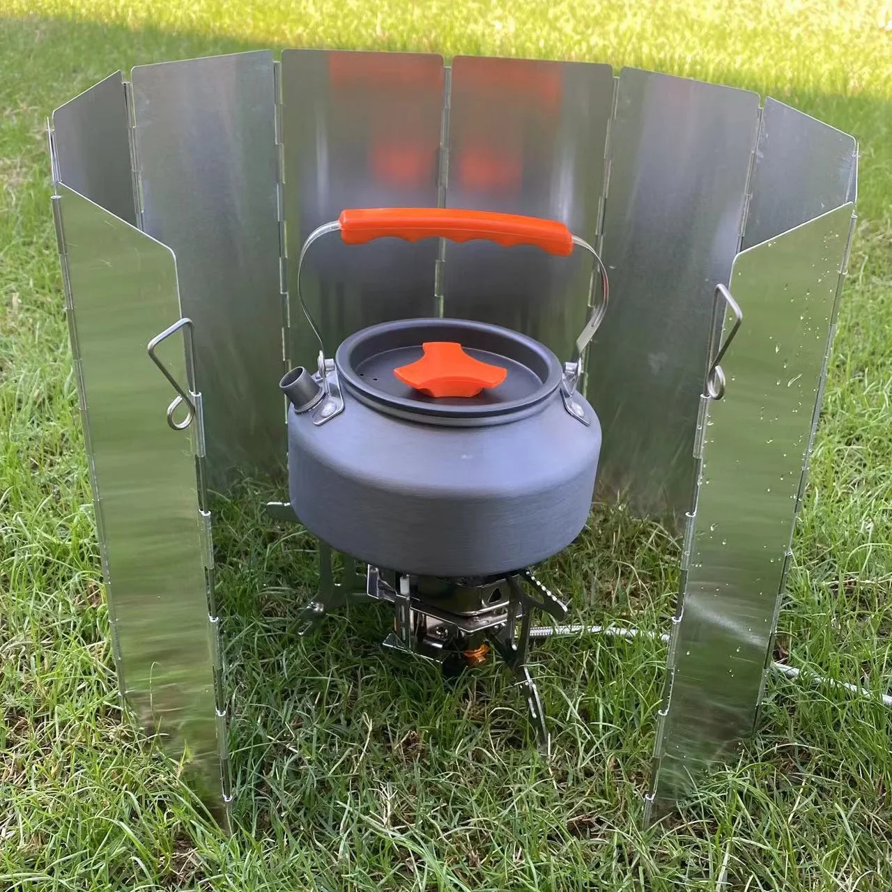 9 Plates Foldable Gas Stove Windshield Outdoor Camping Cooking Burner Windproof Screen Aluminium Alloy Outdoor Stove Wind Shield