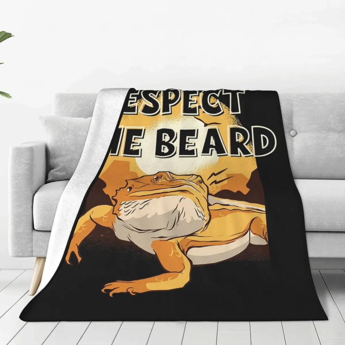 Respect The Beard Bearded Dragons Blanket Soft Warm Flannel Throw Blanket Cover for Bed Living room Picnic Travel Home Sofa