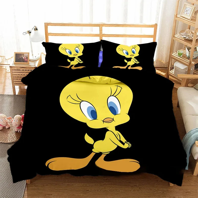 3D Print Tweetys Bird Bedding Set,Duvet Cover Comforter Bed Set Quilt Cover Pillowcase,King Queen Twin Size Boys Girls Adults