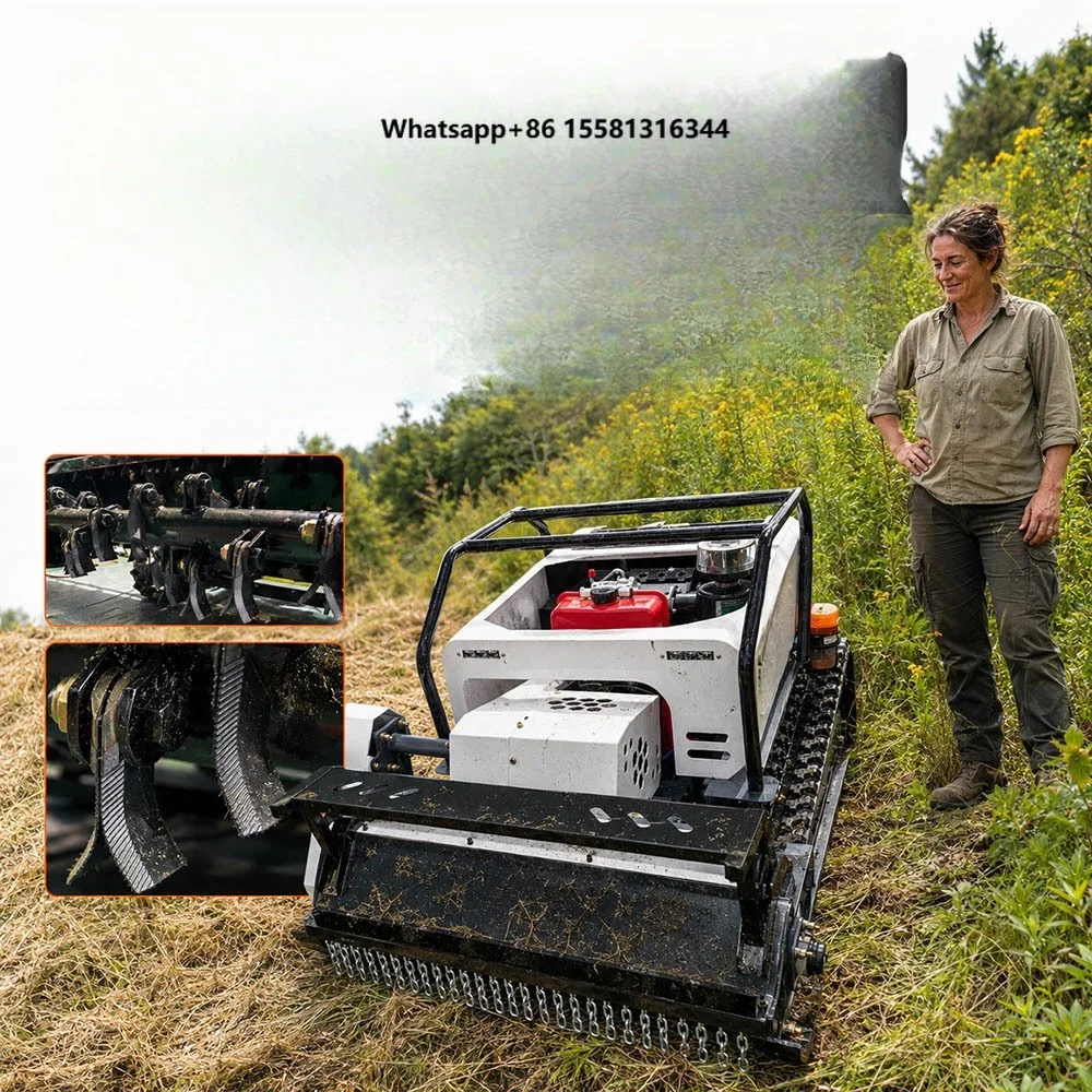 Remote Control 4-Stroke DIY Flail Mower 18HP Engine 1000mm Cutting Width for Farm Orchard Wasteland Start Stop