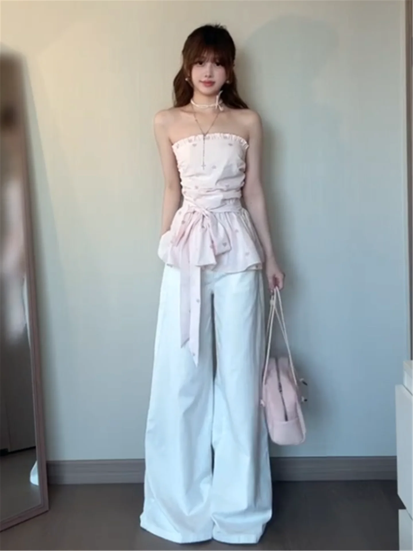 

American Style Vintage High Waist Wide Leg Jeans Women's Extended Length Slimming Loose Drapey Taller Size Floor-Length Pants