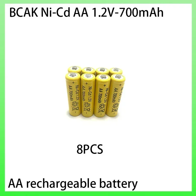 BCAK 8PCS AA Batteries 1.2V 700MAH Durable Universal Ni-Cd Rechargeable Battery for Computer Mouse Remote Alarm Clock Toy Shaver