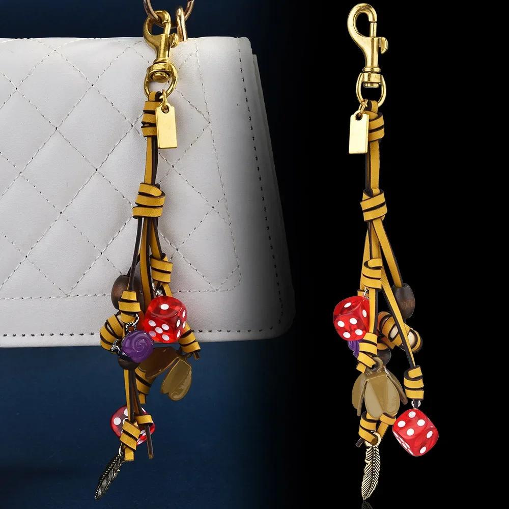 

Кожаная веревка, плетеная веревка, кожаное сито в виде улитки с цветком, чрезвычайно сложный женский брелок с подвеской из альпинистской веревки