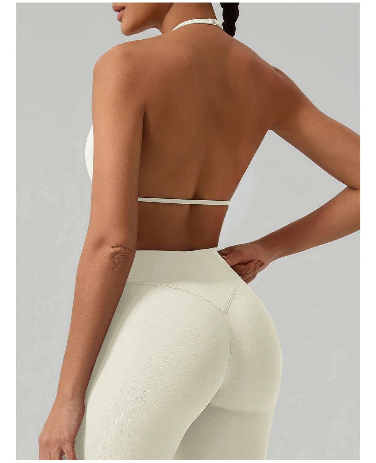 Hearuisavy Damen Yoga-Set, Neckholder-Tanktop, hohe Taille, Capri-Leggings, schnell trocknend, für Workout, Gym, Fitness, Sporthose, 2-teilige Kleidung – Detail 13