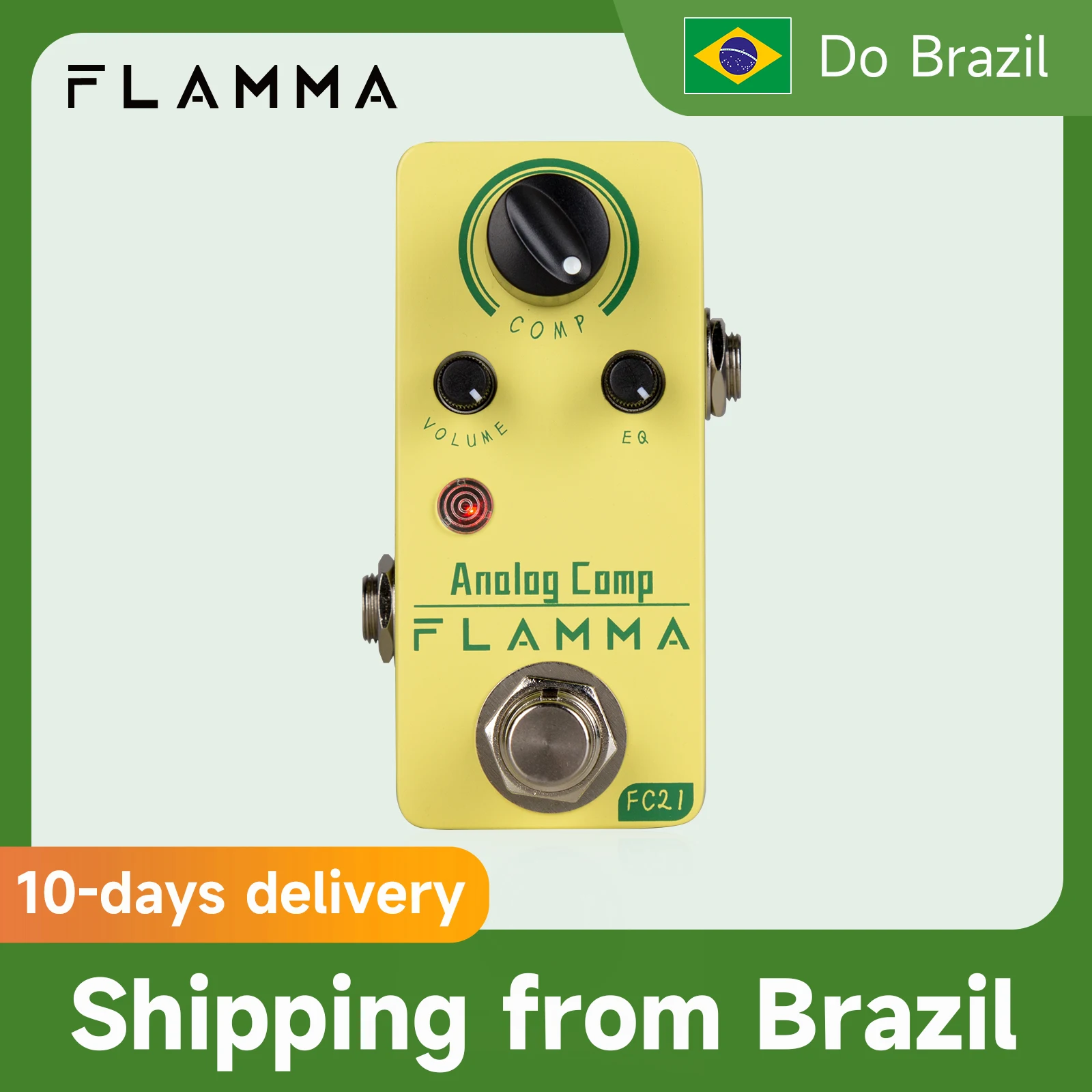 Pedal de efeitos de compressão de guitarra FLAMMA FC21 com ataque suave e decadência True Bypass Circuit Pedal de guitarra