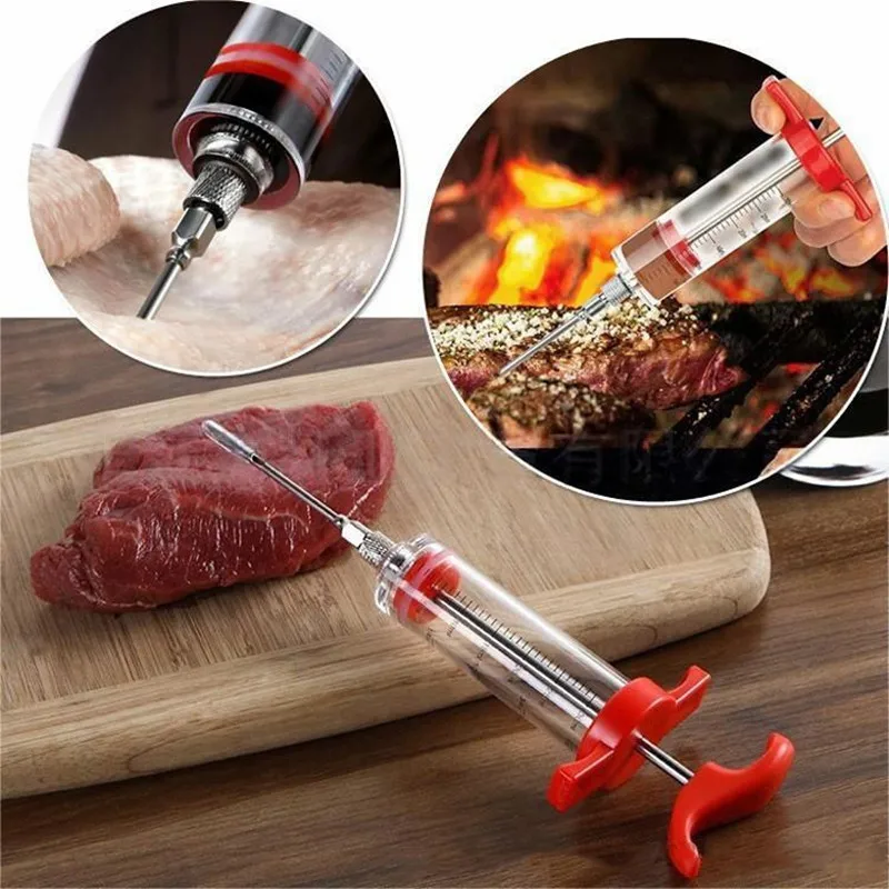 Meat Injector Syringe With 3 Marinade Injector Needles for BBQ Grill Turkey Injector Kit Marinade Flavor Injector