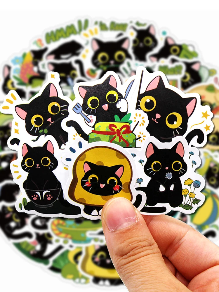 AliExpress LOLEDE 10/600pcs Cute Plant Black Funny Cat Cartoon Stickers Waterproof Graffiti Phone Case Bike Kawaii Decoration Sticker Toys Gifts