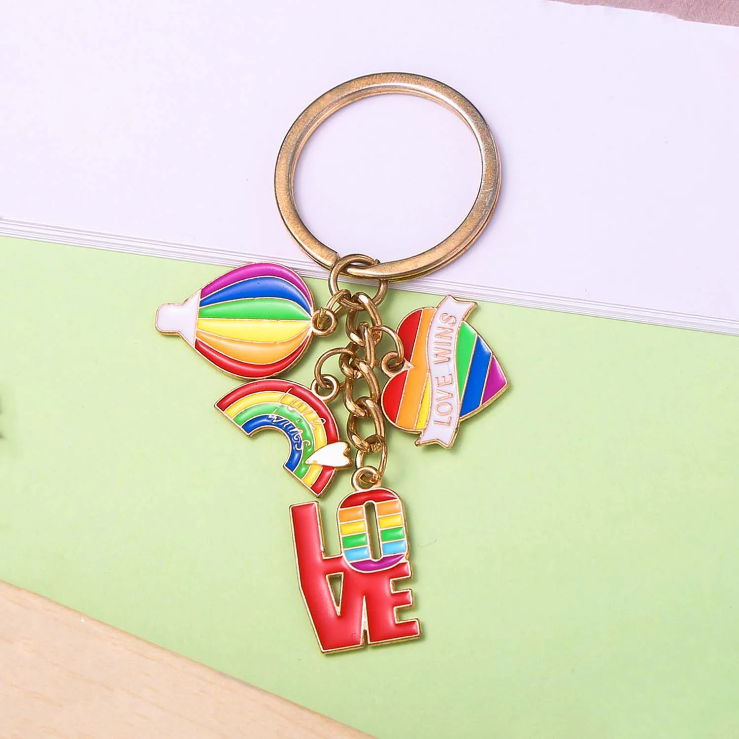 1pc Enamel Gay Rainbow Keychain, Alloy Metal Pride Month Key Ring, Pride Month Gift For Friends