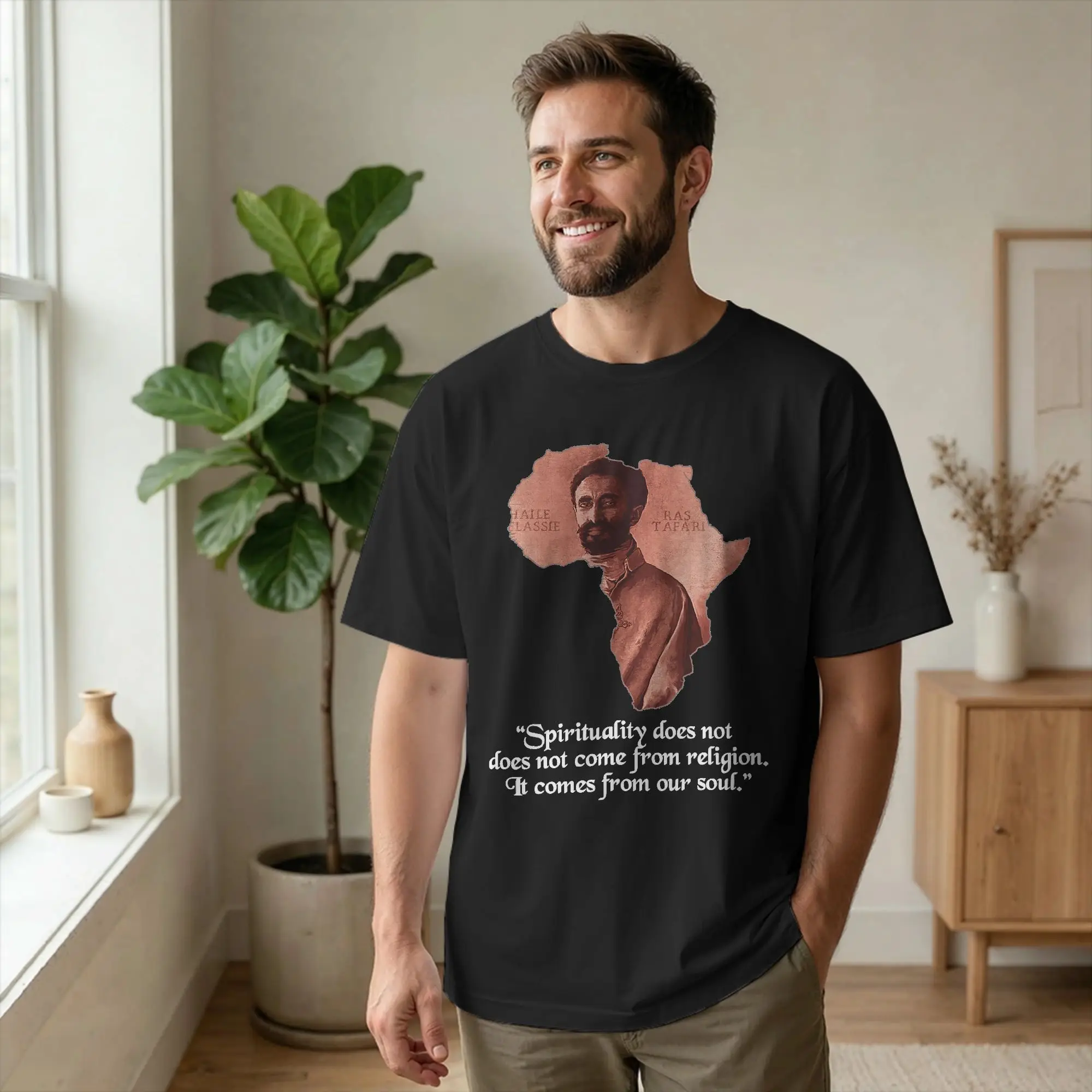 Haile Selassie Jah Rastafari Rastafarian Men T Shirts Vintage Tees Short Sleeve Round Neck T-Shirts Cotton Plus Size merchandise