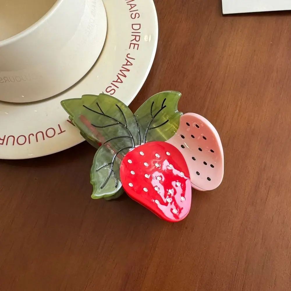 

Elegant Sweet Strawberry Acetate Hair Clip Cute Delicate Fruit Acetate Claw Clip Hair Clips Ponytail Shark Clip Outdoor
