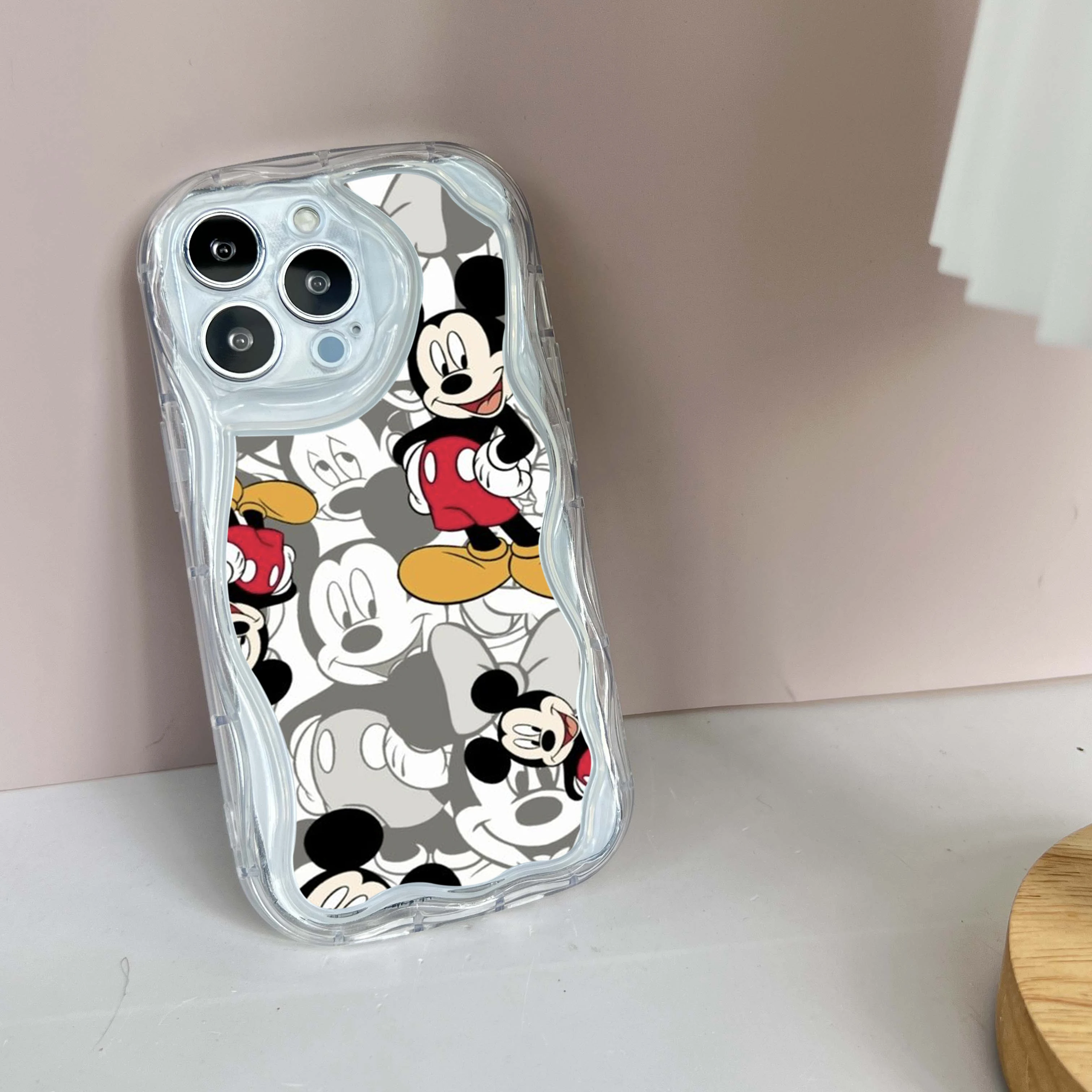 for iPhone 16 Pro Max Phone Case Cream pattern Wave edge TPU Soft Cases for iPhone 16 Plus SS120 Disney Mickey Cartoon cute Art