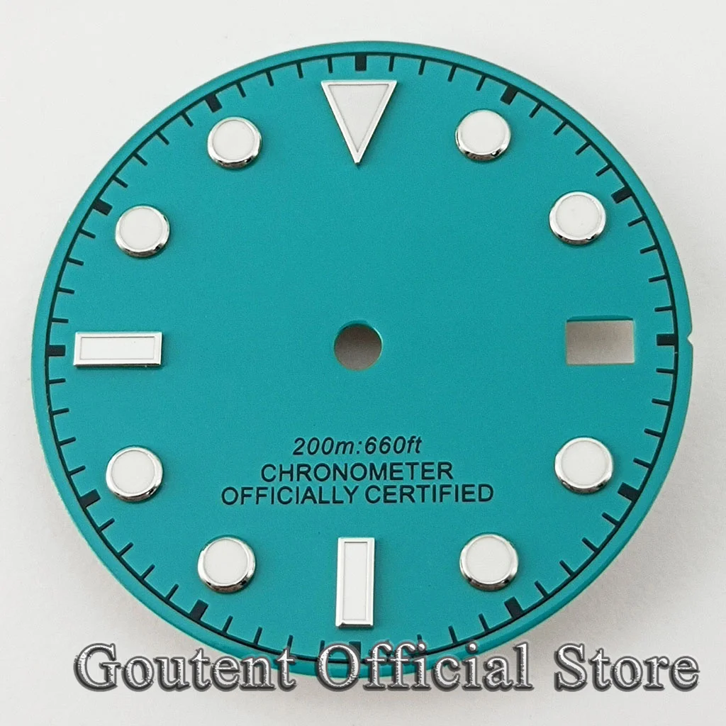 Goutent 29mm Blue Sterile Watch Dial Green Luminous Fit NH35 NH36 Automatic Movement Watch Accessories