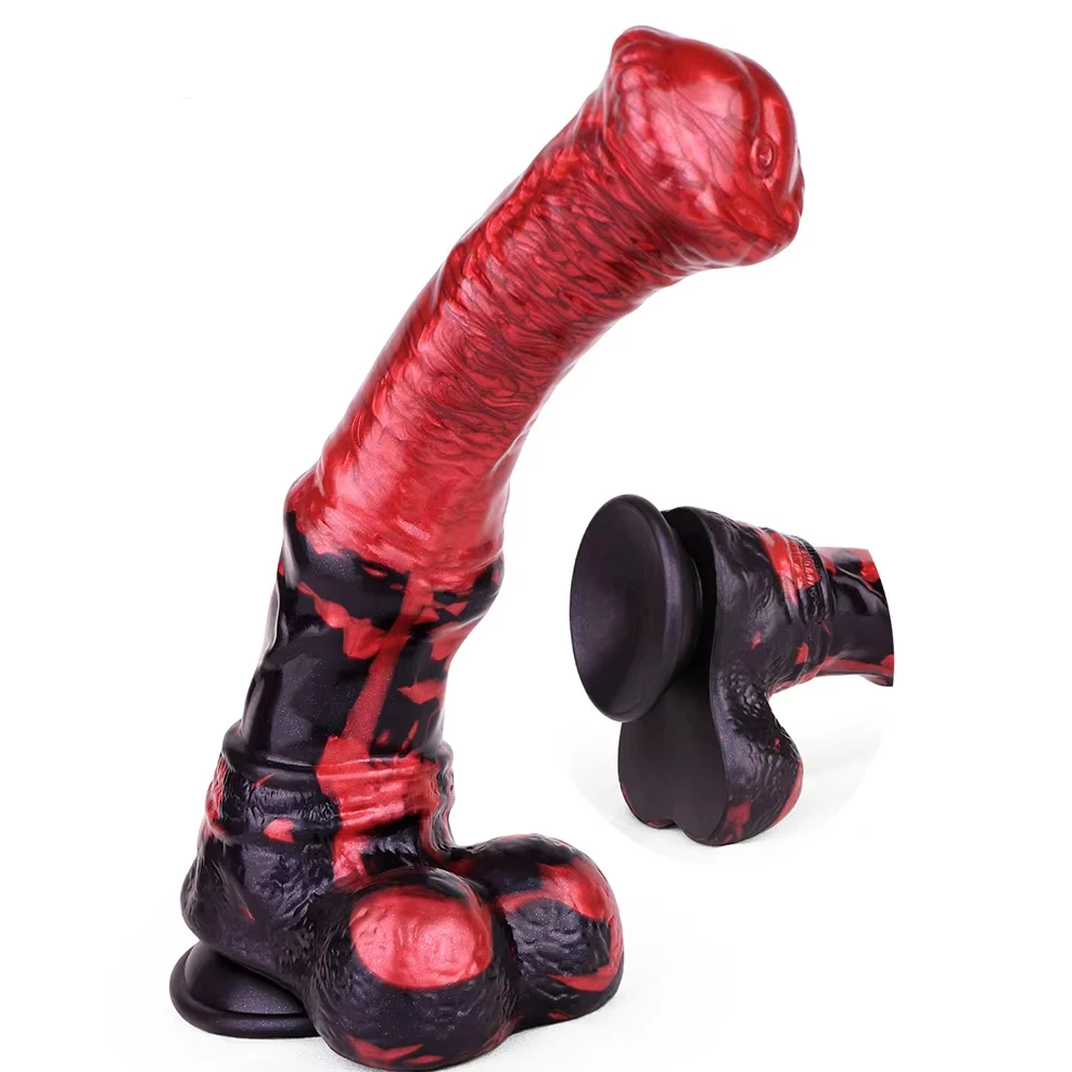 FAAK-consolador de caballo grande de fantasía con ventosa de silicona, pene multicolor con ventosa para testículos, masturbador femenino, tapón Anal para mujeres y hombres