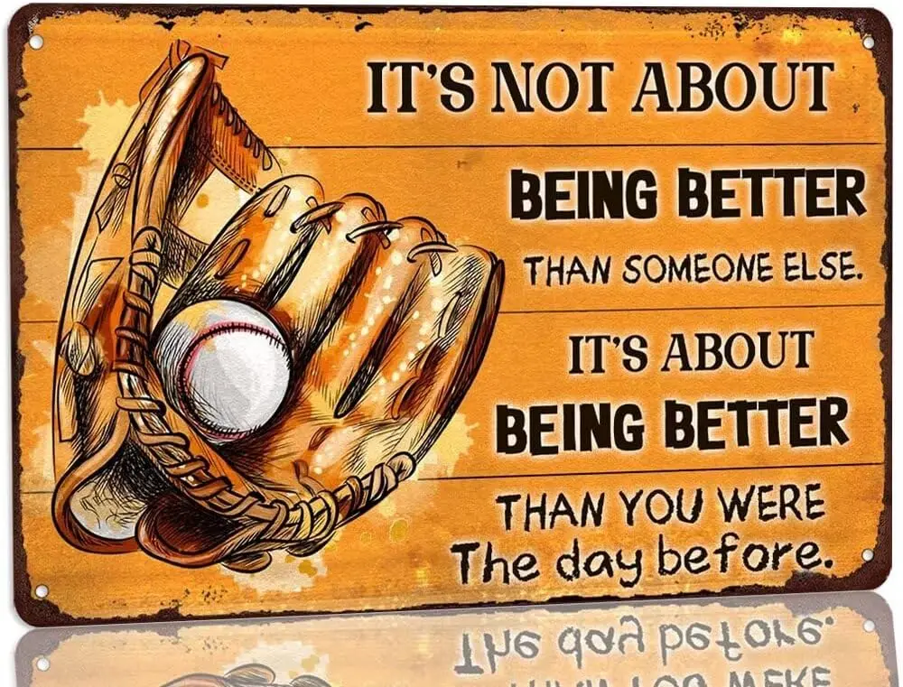 Vintage Baseball Sport Inspirational Quotes Metal Tin Sign Art Poster Home Decor for Boys Room Bedroom Garage Office Ba