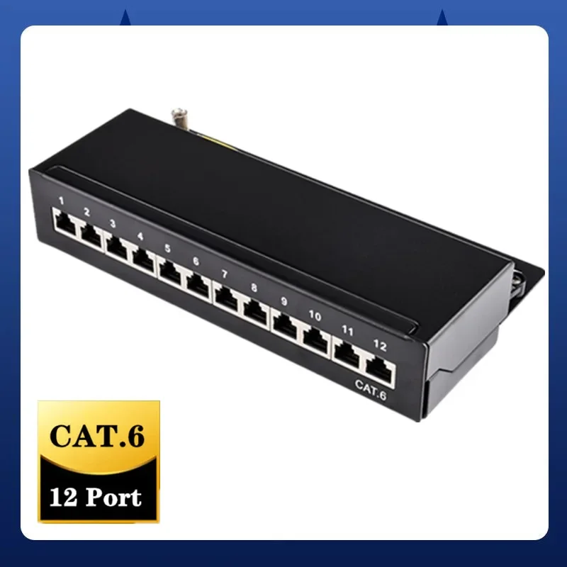 patch panel de parede para rede blindado cat e cat 6a rj45 montagem em rack portas 12 portas keystone jack 45 hub internet 01