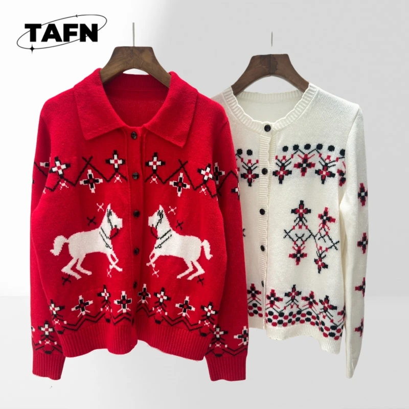 

100% Wool Women's 2025 Retro Cashmere Cardigan – Elegant Design for Casual Comfort Cozy and Elegant for Chrismax Day AK1128