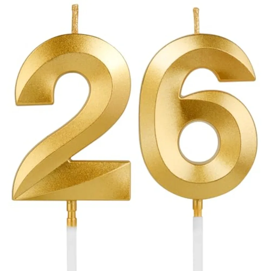 

Birthday Candles, 1.96 Inch Number 26 Happy Birthday Candles, Number Candles Decoration for Birthday Party and Anniversary Cele