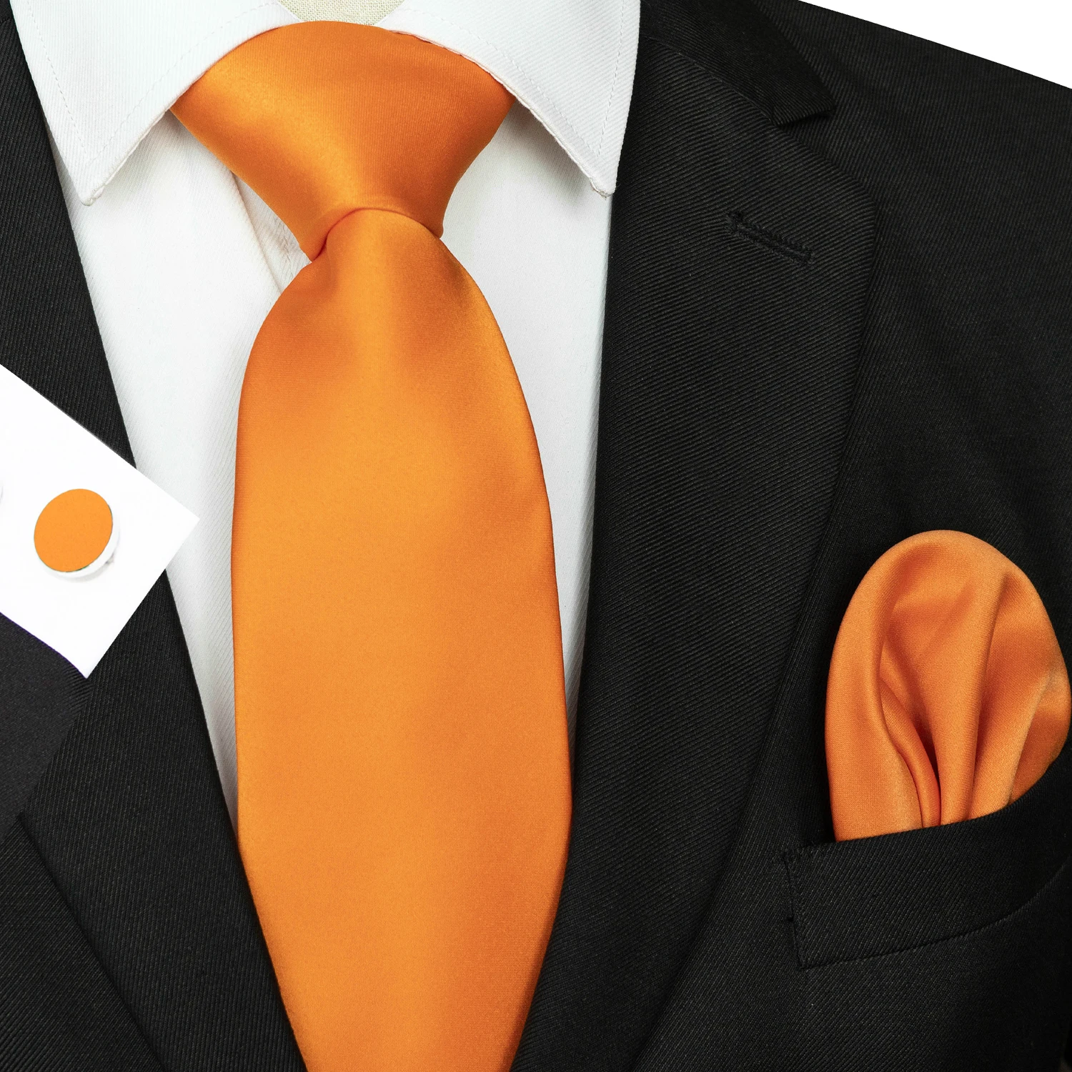 30 verschiedene Farben, solide Polyester-Krawatten für Herren, Einstecktuch, Manschettenknöpfe, Geschenk, Hochzeits- und Party-Accessoires, 8cm Krawatten-Set, kostenloser Versand – Detail 9