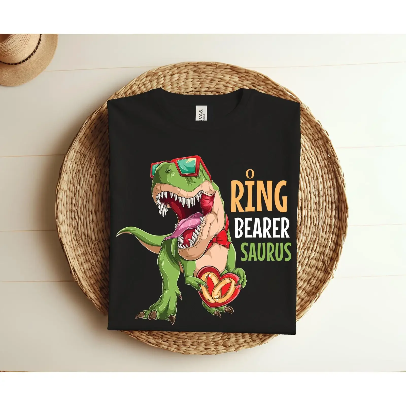 Ring Bearer Saurus T Rex Dinosaur Shirt Kids Wedding Party Funny for Boys Girls Youth vintage Washed streetwear