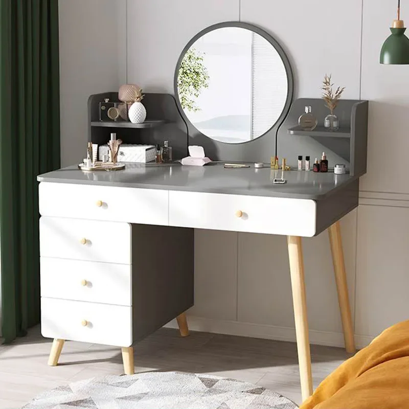 Mirror Cabinet Led Dressing Table Brown Bedroom Multifunctional Luxury Dressing Table Bedroom Charm Tocador Furniture Makeup