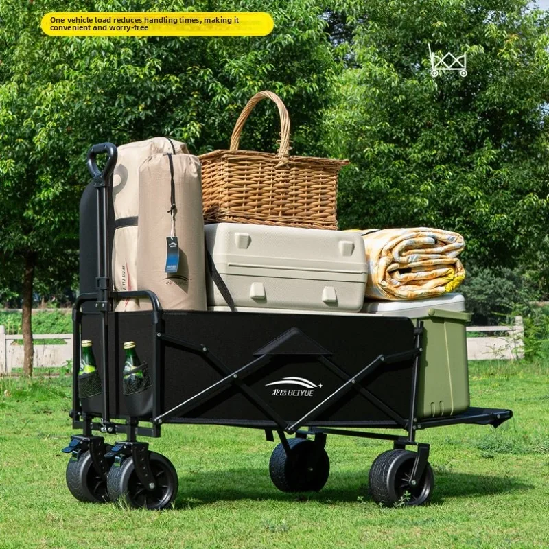 Outdoor Travel Camping Cart Trolley Rear Opening Door Hand Push Picnic Utility Wagon Picnic Camping Cart Shopping Trolley