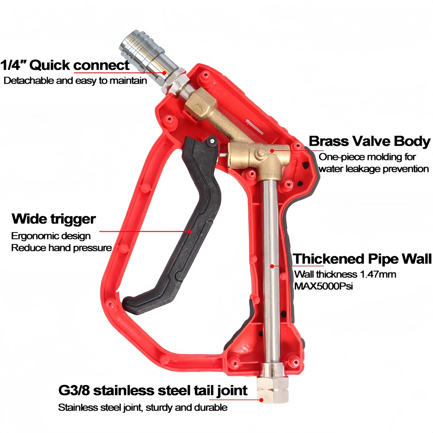 جهاز تنظيف يعمل بالضغط العالي بندقية قصيرة 3/8 M22-14/15 مللي متر تركيبات توصيل سريعة متوافقة لخرطوم الضغط