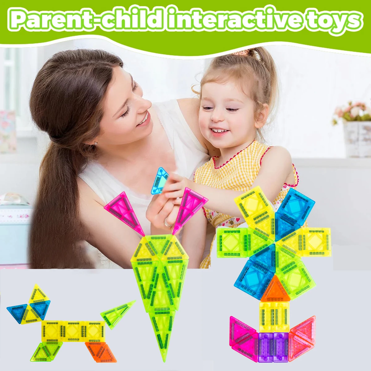 Magnetfliesen-Magnet-Erweiterungsset, Bausteine, Bau-STEM-Starter-Set für Kinder ab 3 Jahren, Jungen und Mädchen