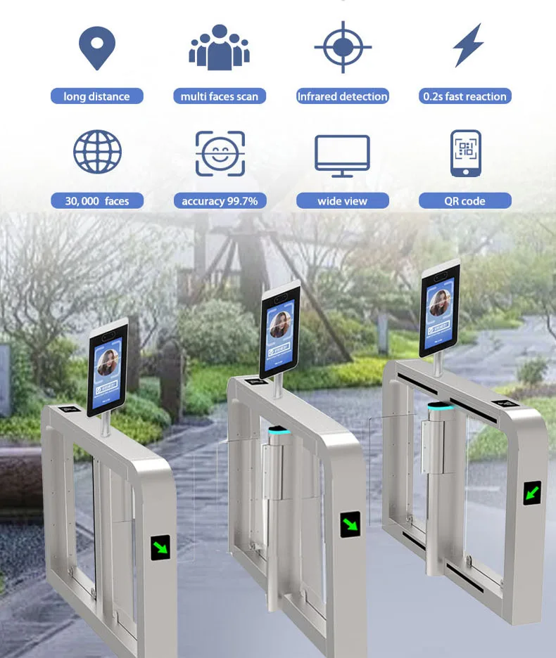 Card Reader Access Control System Automatic Security Entrance Gate Swing Barrier Turnstile Gate For Supermarket