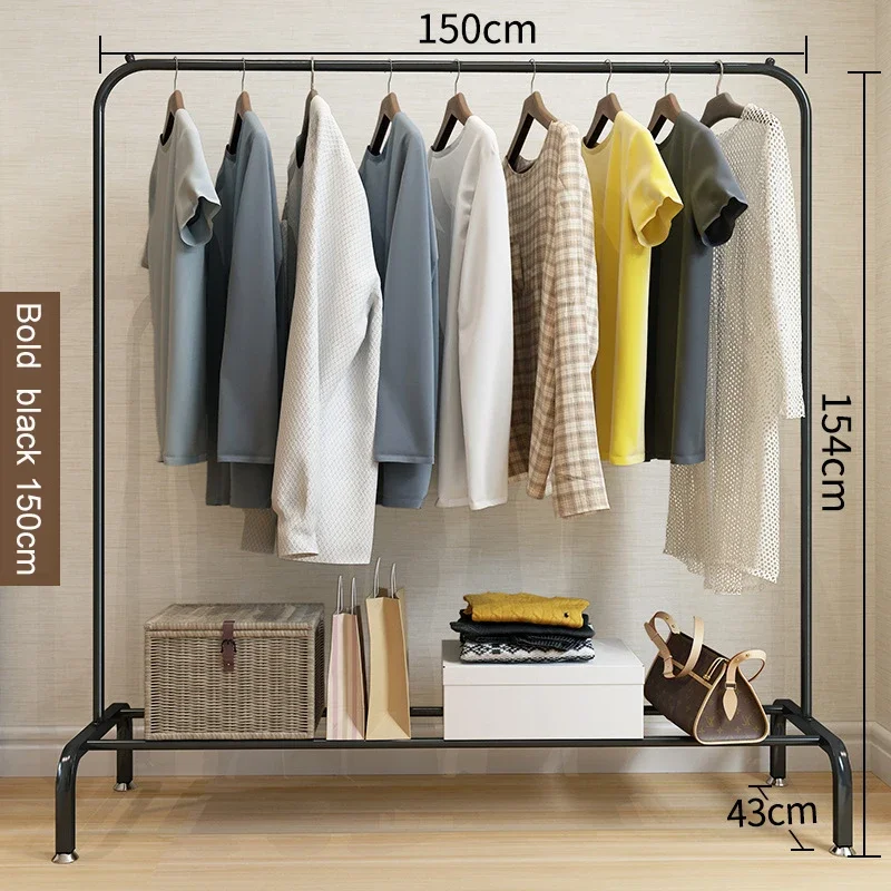 

Standing Garment Rack Floor Standing Hanger Double Coat Racks Clothing Drying Rack Mobile Cloth Bags Rail Home Furniture