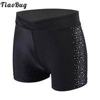 Kids Girl Dance Shorts Rhinestones Elastic Waistband Figure Skating Gymnastics Modern Dance Shorts Jazz Hip-hop Shorts Dancewear