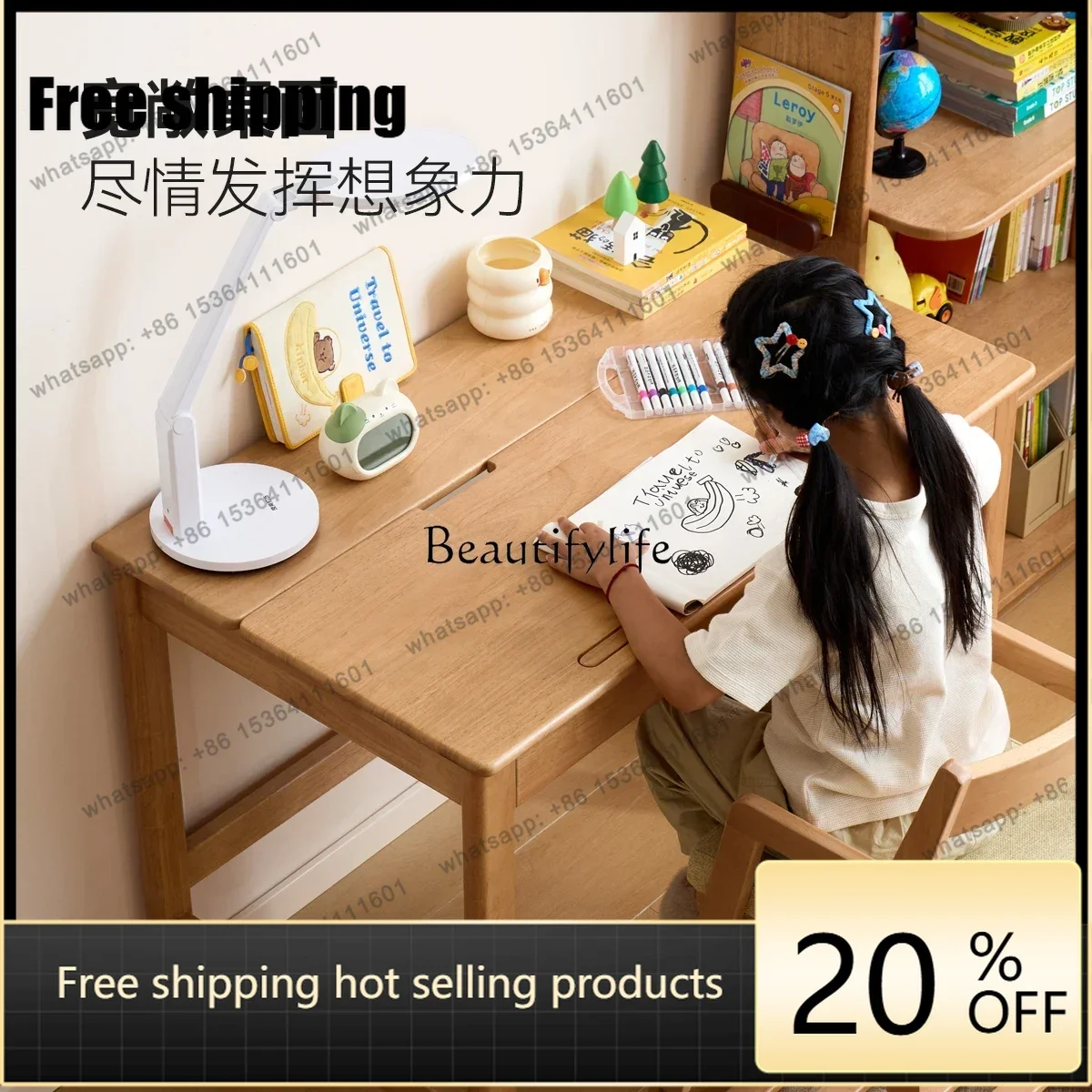Factory Direct Solid Wood Desk Small Apartment Household Minimalist Study Desk Student Drawing Writing