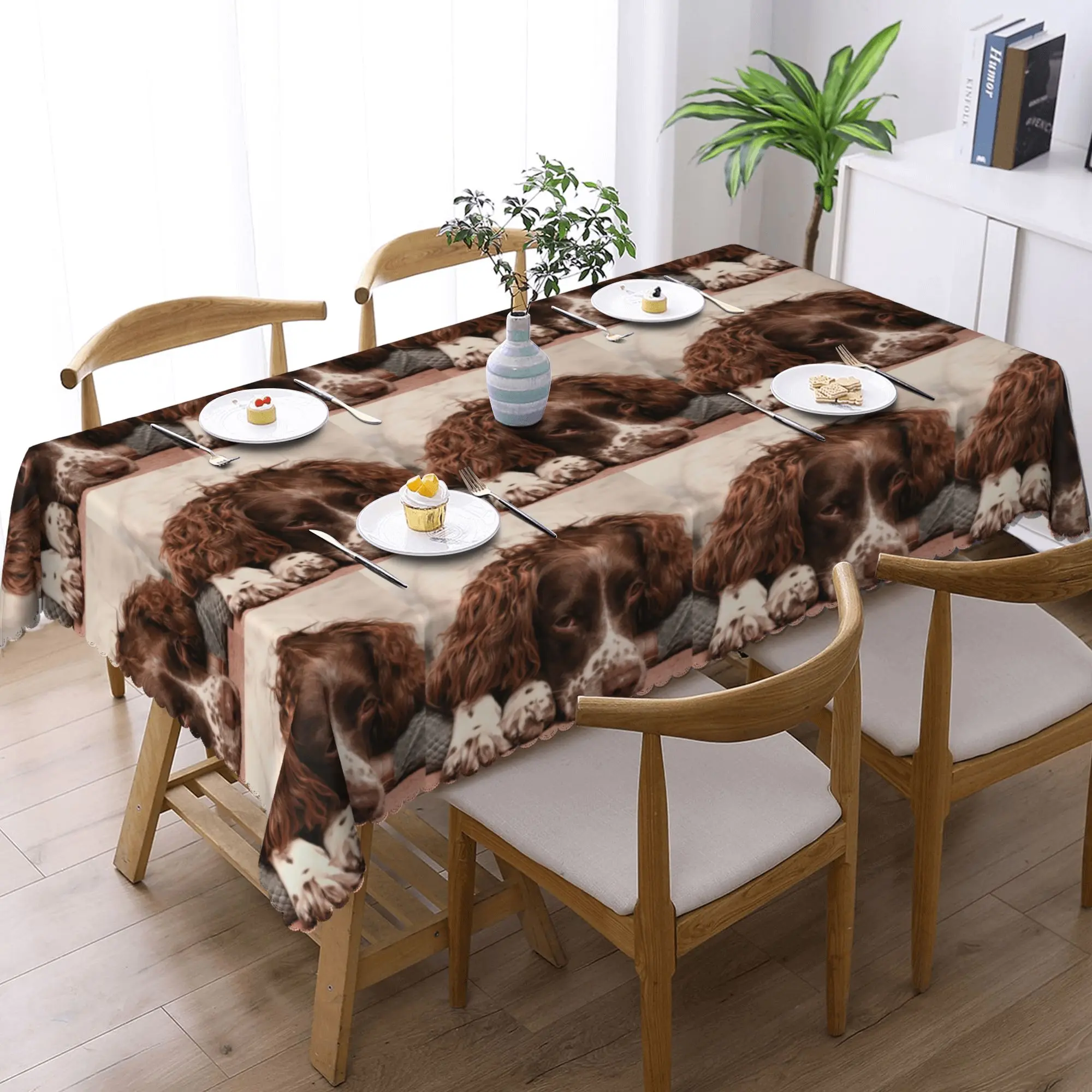 Mantel Rectangular Personalizado con Diseño de English Springer Spaniel, Cubierta de Mesa Resistente al Aceite para Eventos y Cenas