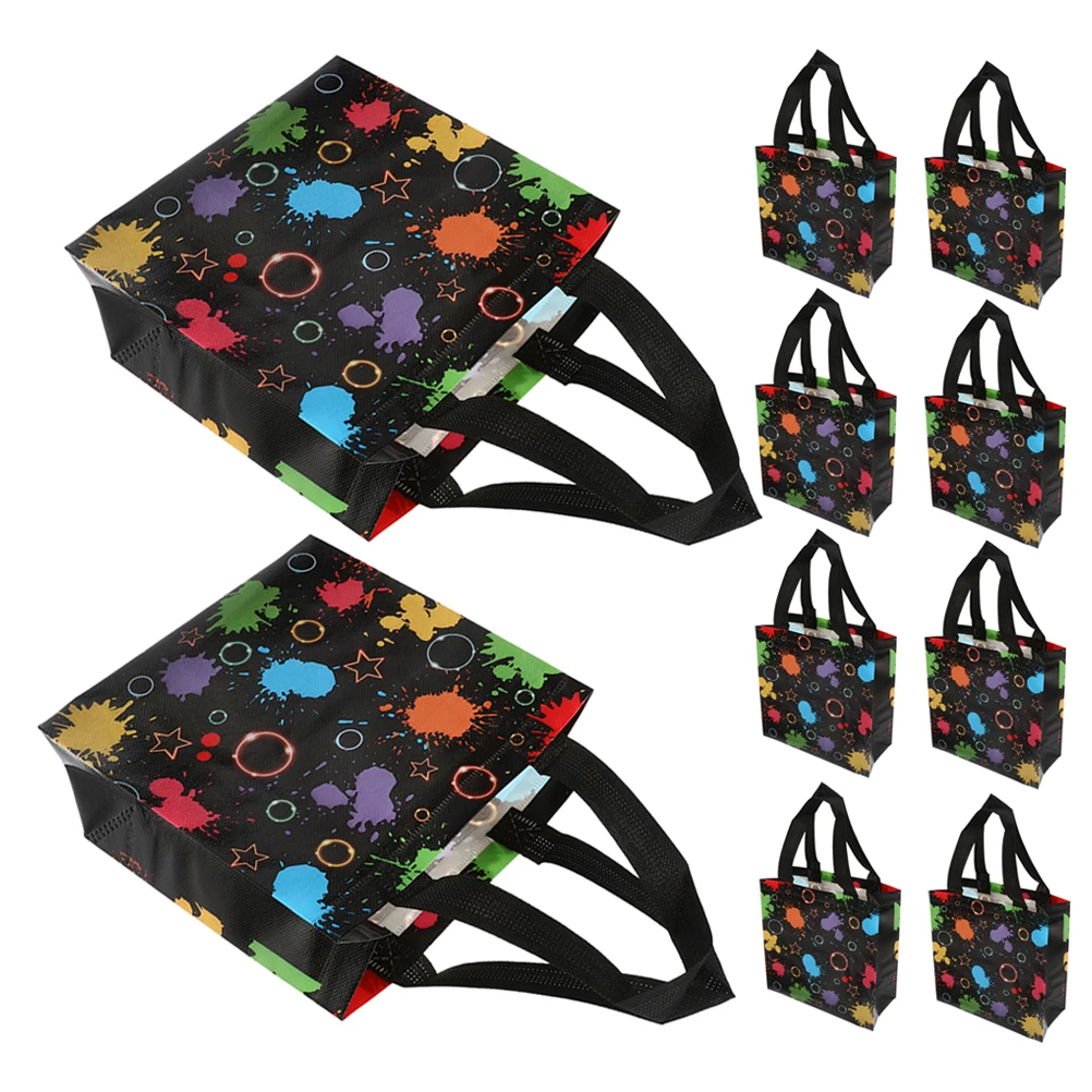 

10 Pcs Shopping Birthday Party Decorations Halloween Glow Non Woven Treat Bags Party Favor Pouches Kids Present Bags