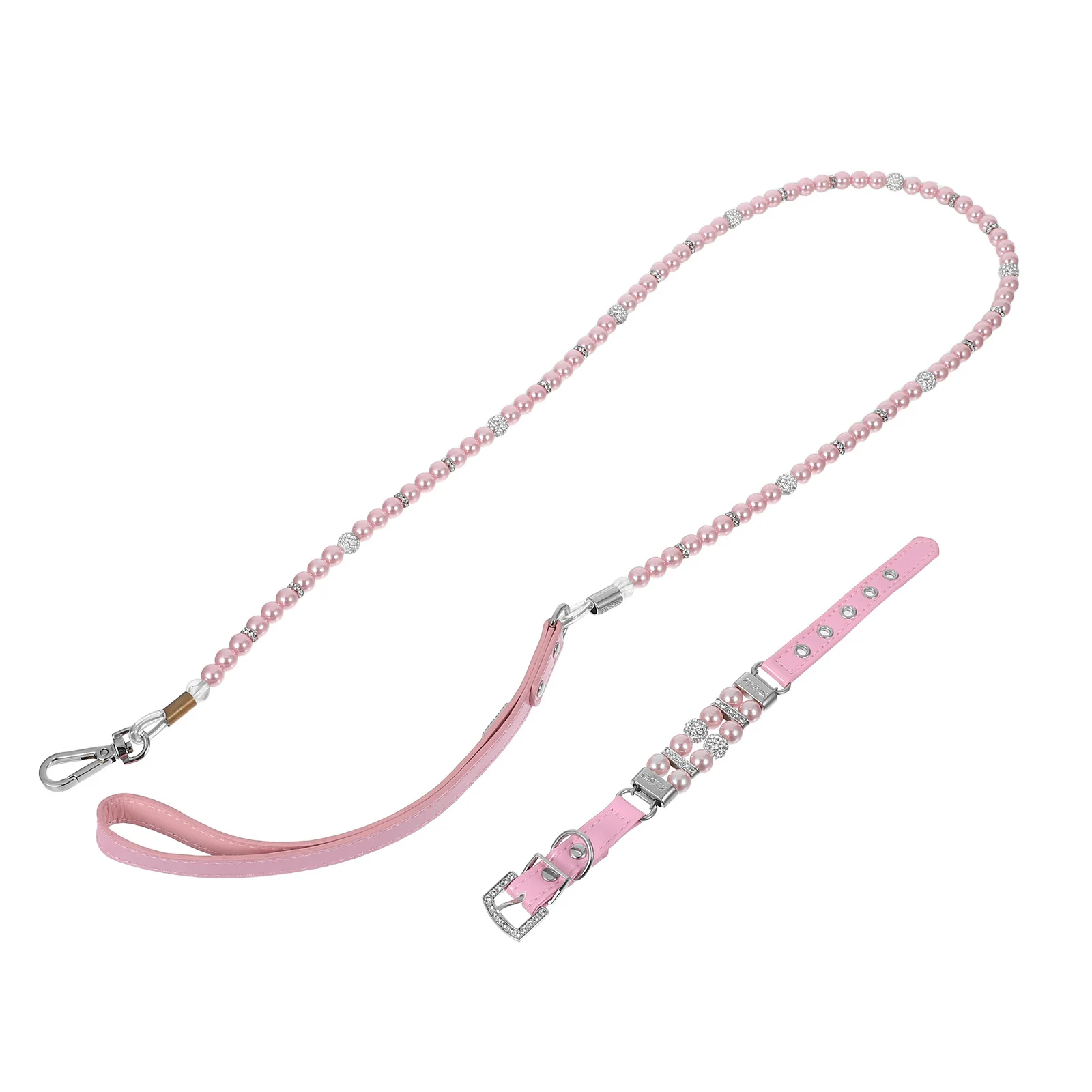 

1Set Adjustable Puppy Collar Leash Set Stylish Pearls Versatile for Any Occasion Ideal for Parties and Daily Walks