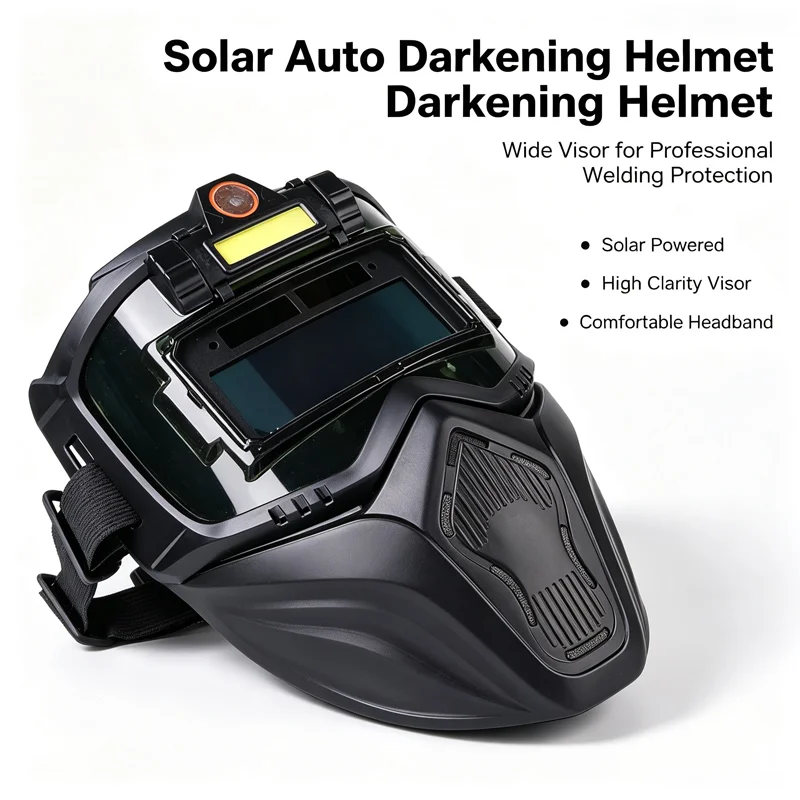 Full Face Auto Darkening Welder Helmet With LED Light Solar Welding Mask Anti UV IR Protection For Industrial Welding Tasks