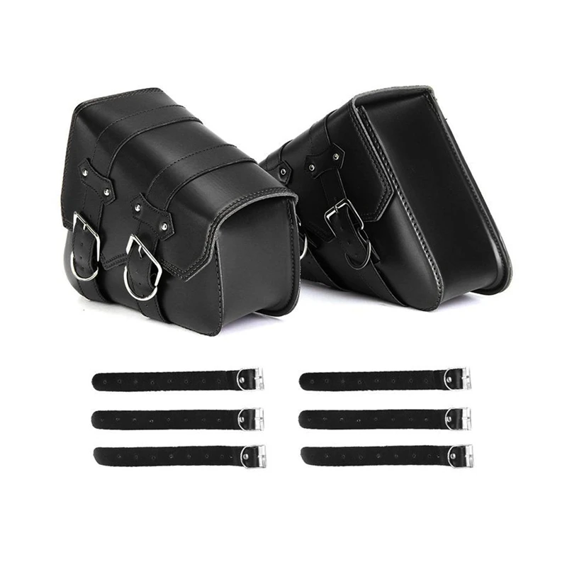 4Pcs Universal Motorcycle Bags PU Leather Saddle Bag For Sportster XL883 XL1200 Cruiser Side Storage Tool Pouche