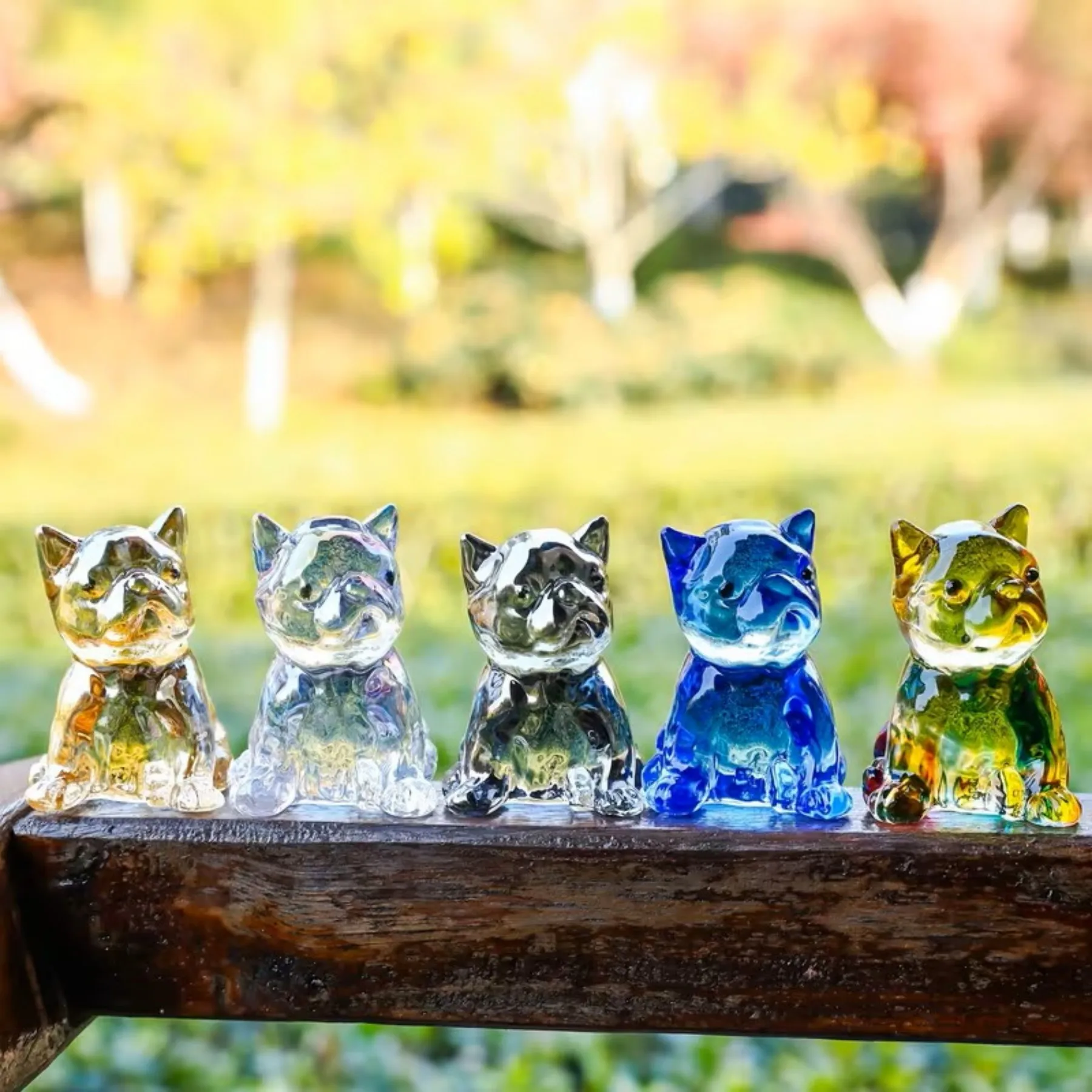 Crystal Frenchie Figurine - Colorful Sun Catcher Decor, Light Luxury Desk Ornament, Gift for Christmas, Valentine's, Birthday