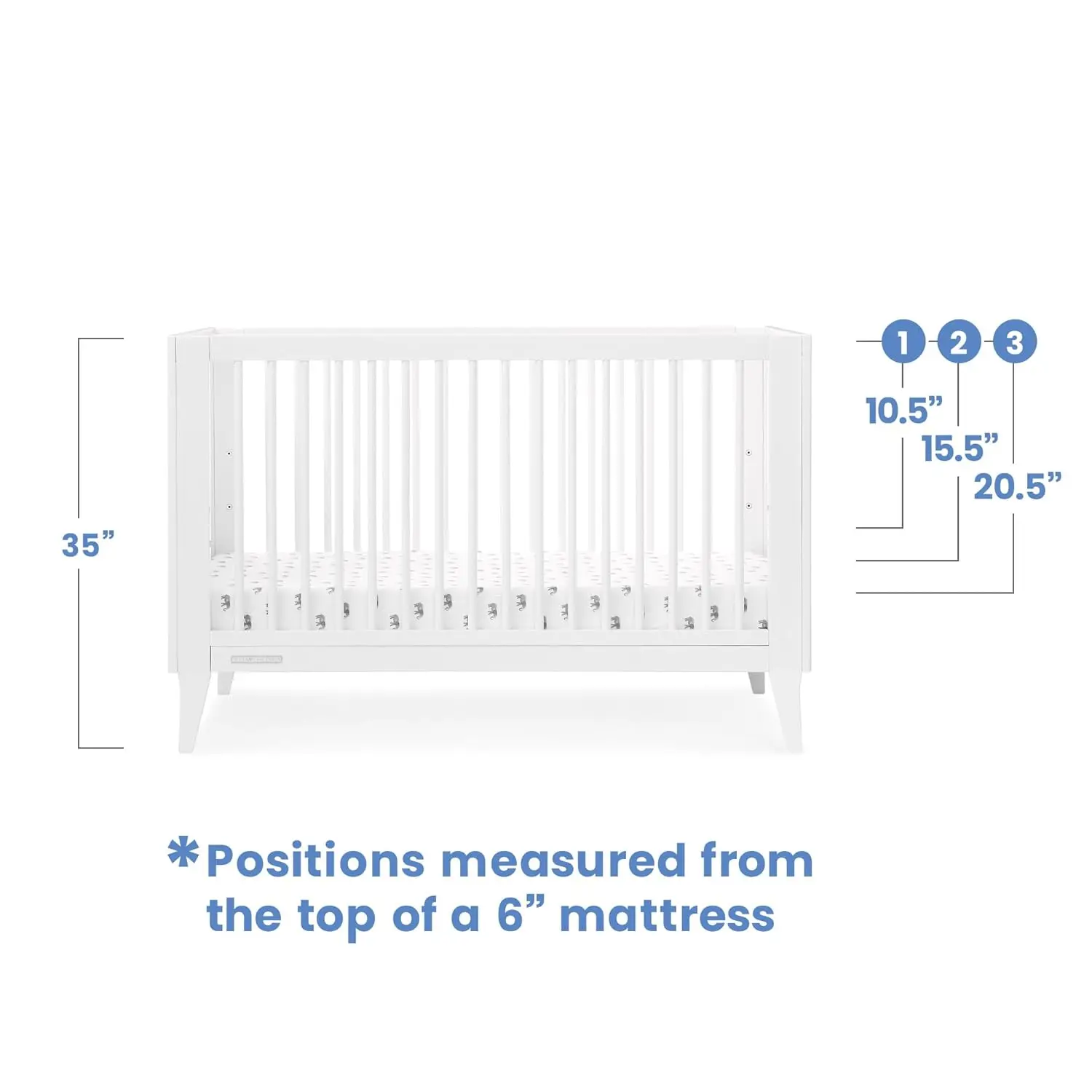 Delta Children Ollie 4-in-1 Convertible Crib - Greenguard Gold Certified, Bianca White